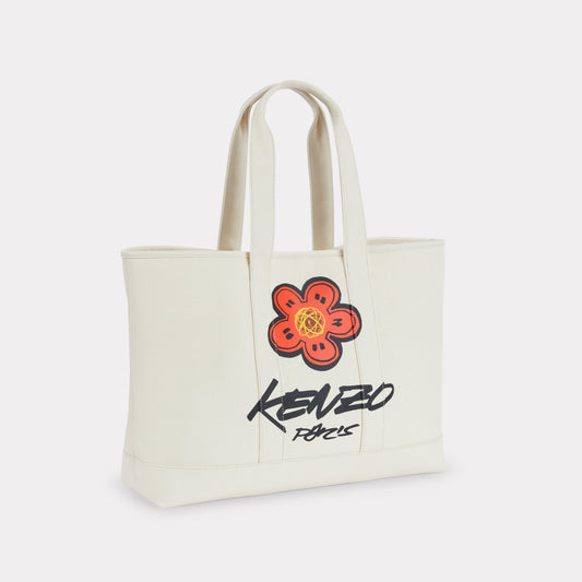KENZO x FUTURA 2000 LARGE CANVAS TOTE BAG - ECRU