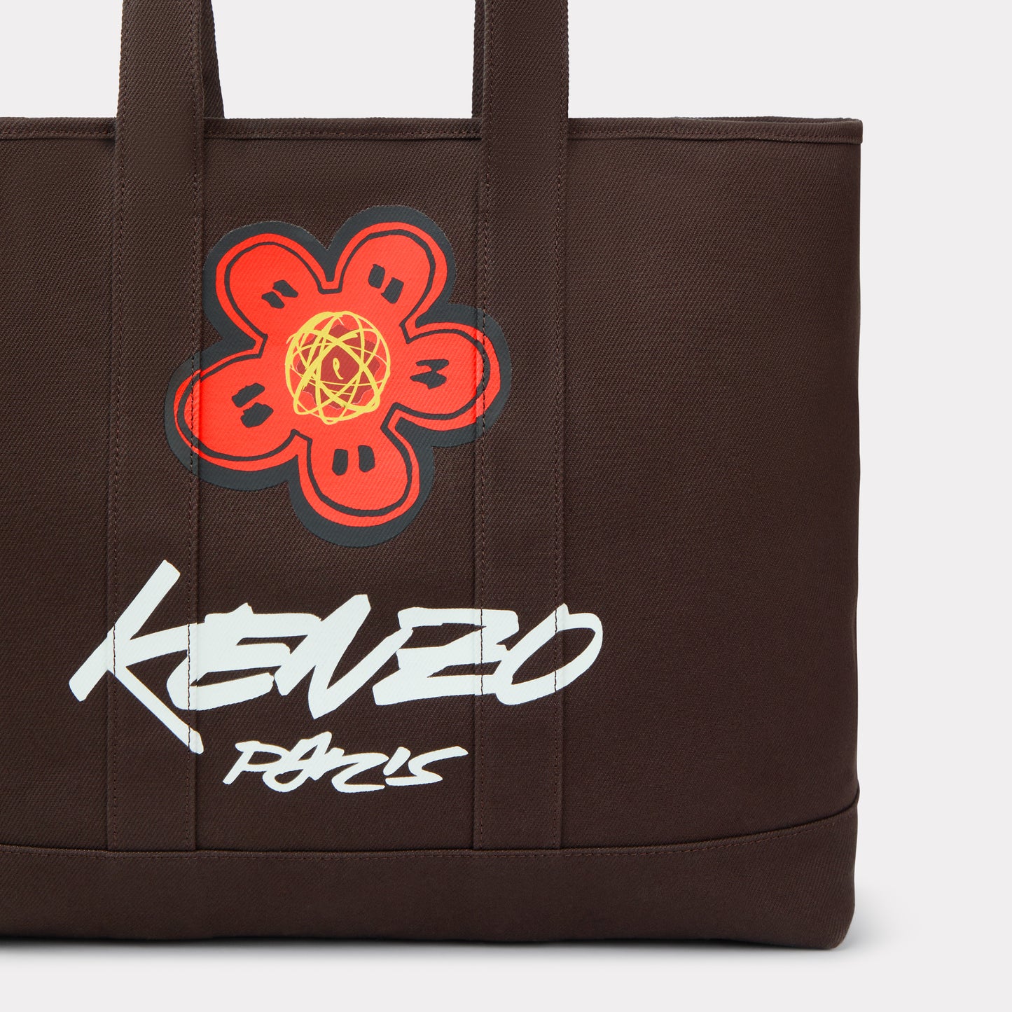 KENZO x FUTURA 2000 LARGE CANVAS TOTE BAG - CHOCOLATE