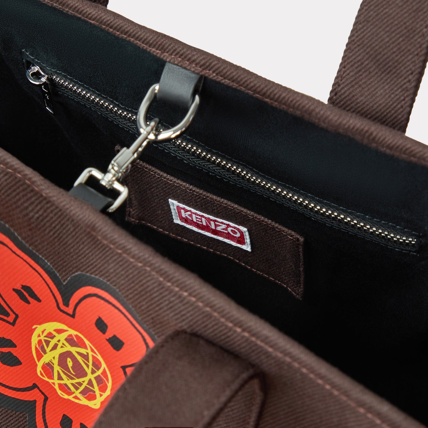 KENZO x FUTURA 2000 LARGE CANVAS TOTE BAG - CHOCOLATE